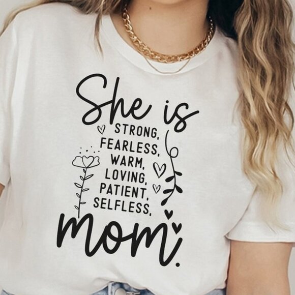 Tops - She is Mom Shirt, Blessed Mom Graphics Shirt